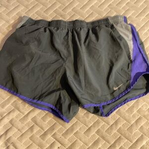 Nike Dri-Fit Gray with Purple Stripes Active Shorts Medium